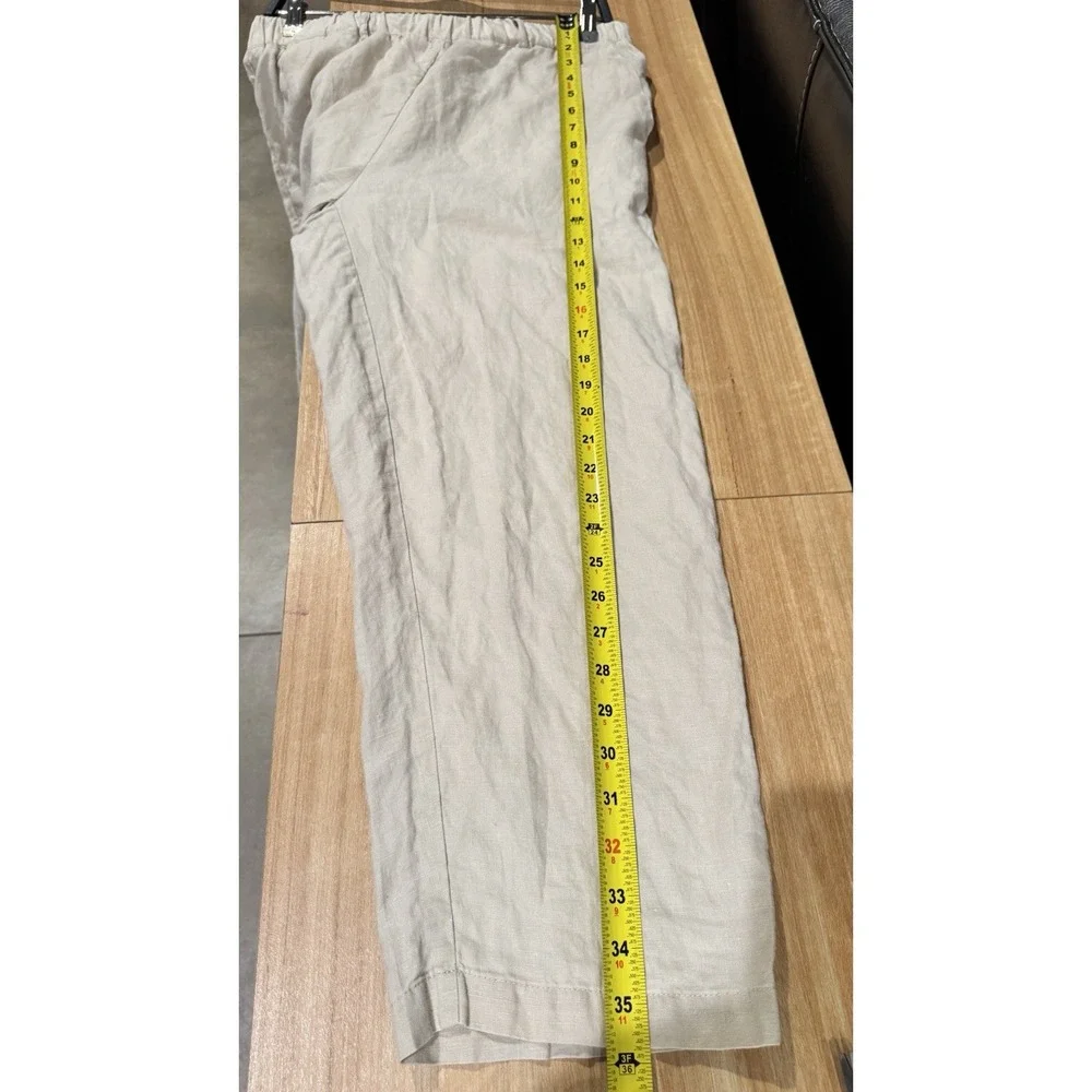 QUINCE 100% European Linen Pants Size Medium Flax Oatmeal Relaxed Casual Summer